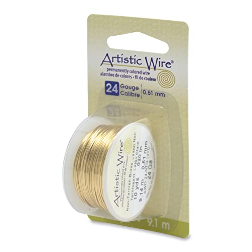 Artistic Wire 0,51 mm (24 Gauge) Anlaufbeständiger Messing-Basteldraht, Goldfarben 51 mm, 10 yd / 9.1 m von Artistic Wire