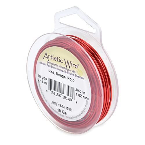 Artistic Wire 18 Gauge / 1.0 mm Anlaufbeständiger, farbiger Kupfer-Basteldraht, rot, 1 mm, 10 yd / 9.1 m, 30 von Artistic Wire