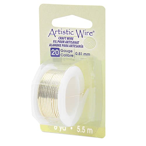 Artistic Wire 20 Gauge / .81 mm Versilberter, anlaufgeschützter, Farbiger Kupfer-Basteldraht, Goldfarben, 6 yd / 5.5 m von Artistic Wire