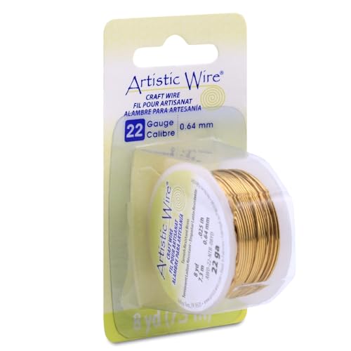 Artistic Wire Beadalon, 22 Gauge Craft Wire, Natural Non-Tarnish Brass, 8 yd (7.3 m) Basteldraht, Messing, Gold, 64 mm von Artistic Wire