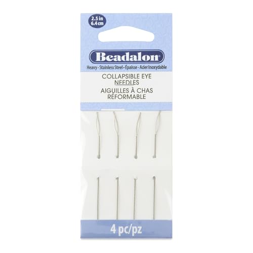 Beadalon Faltbare Perlennadeln, schwer, 1,3 cm Durchmesser, 6,3 cm Länge, 4 Stück von Beadalon