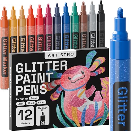 ARTISTRO Acryl-Glitzer-Marker, 12 Farben, mittlere Spitze von Artistro