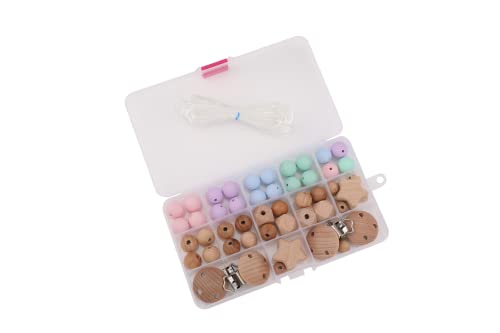 Artlatu 44 Stück Natürliche Runde Holzperlen und Silikonperlen Set mit Box für DIY Schmuck Herstellung (44 pcs) von Artlatu