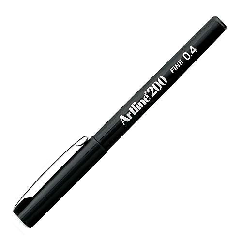 Artline 200 Fineliner mit Tinte auf Wasserbasis 0,4 mm Schreibspitze 0,4 mm Strichbreite 12er Pack schwarz von Artline