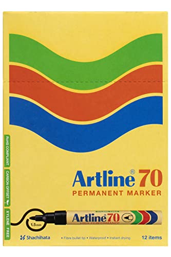 Artline 70 A701 Samt-12 Permanentmarker, ohne Xylen, Rundspitze 1,5 mm schwarz von Artline