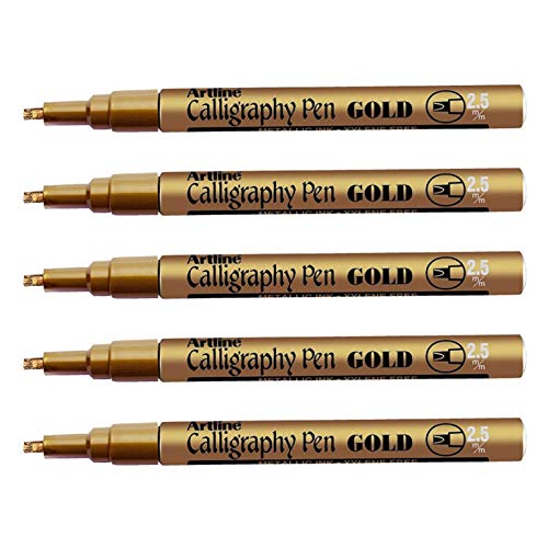 'Artline von 5 Marker "Calligraphy Pen" "993 XF Permanent pnte abgeschrägt 2,5 mm gold von Artline