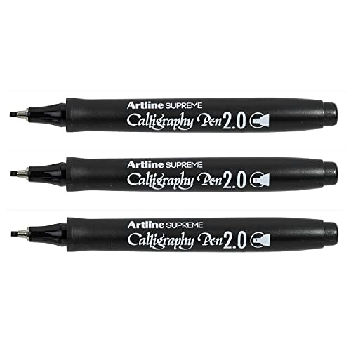artline Supreme Calligraphy Pen Marker, Spitze 2 mm, Schwarz, 3 Stück von Artline