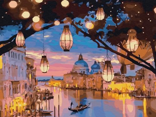 Artnapi Diamond Painting Set 5D DIY | Diamant Painting Bilder | Nächtliche Lichter von Venedig 30x40 | Diamanten Gemälde Malen nach Zahlen | Diamant Mosaik für Haus Decor von Artnapi