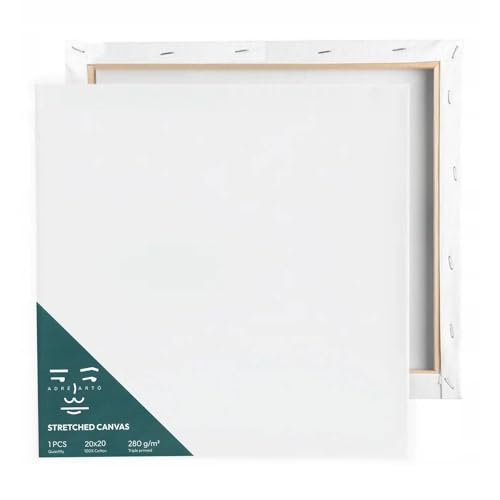 Artnapi Leinwand auf Keilrahmen | Leinwand Zum Bemalen 20x20cm groß | Leere weiße Leinwand aus 100% Baumwolle | Dreifach Grundiert, Grammatur 280g/m2 | Set für Erwachsene, Künstler und Kinder von Artnapi