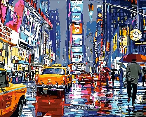 Artnapi Malen nach Zahlen Erwachsene mit Rahmen | DIY Handgemalt | Times Square New York | Kit für Anfänger und Erwachsene | Set inklusive Acrylfarben & Pinsel | 40x50cm Leinwand | Ideal als Geschenk von Artnapi