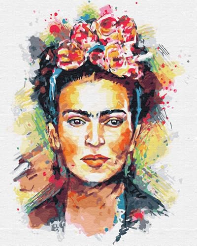 Artnapi Malen nach Zahlen Erwachsene ohne Rahmen | DIY Handgemalt | Frida Kahlo decoupage | Kit für Anfänger und Erwachsene | Set inklusive Acrylfarben & Pinsel | 40x50cm Leinwand von Artnapi