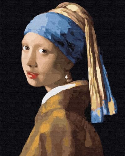 Artnapi Malen nach Zahlen Erwachsene ohne Rahmen | DIY Handgemalt | Jan Vermeer Mädchen mit Perlenohorring | Kit für Anfänger und Erwachsene | Set inklusive Acrylfarben & Pinsel | 40x50cm Leinwand von Artnapi