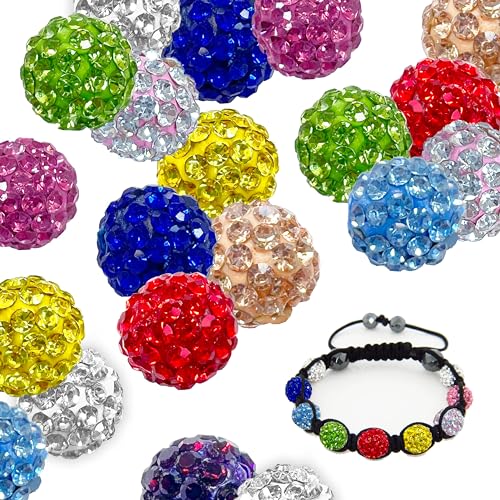 Artnova 50 Kugeln (10 Farben), Discoball-Stil, Strass, 10 mm, zur Herstellung von Armbändern und Schmuck, Diskokugeln von Artnova