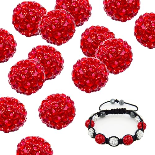 Artnova Packung mit 20 Kugeln (Rot), Discoball-Stil, Strass, 10 mm, zur Herstellung von Armbändern und Schmuck, Diskokugeln von Artnova