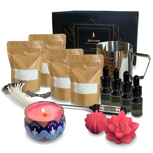 Artnova ZenFlame – Komplettes Kerzenkerzen-Set mit natürlichen Düften und dekorativen Formen – DIY – dekorative Formen von Kakteen und Blumen, Sojawachs und lebendigen Farben von Artnova