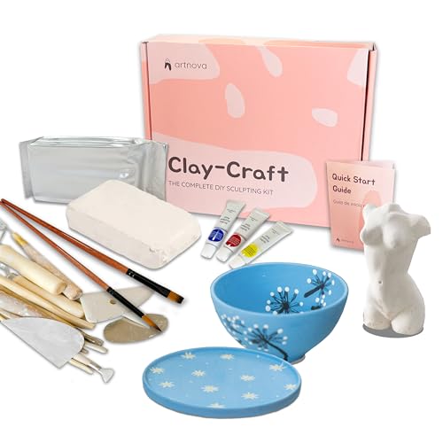 Komplettes Keramik-Set: Formenwerkzeuge, Acrylfarben und Schnellstartanleitung für kreative Familienunterhaltung. DIY Ton von Artnova