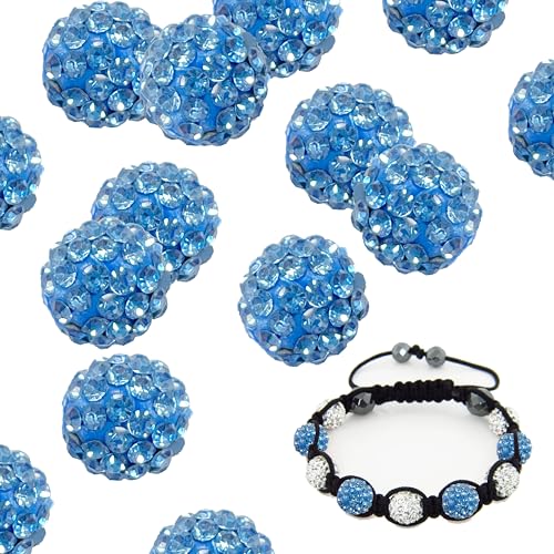 Packung mit 20 Kugeln (hellblau) im Discoball-Stil, Strass, 10 mm, zur Herstellung von Armbändern und Schmuck, Kugeln, Diskokugeln von Artnova