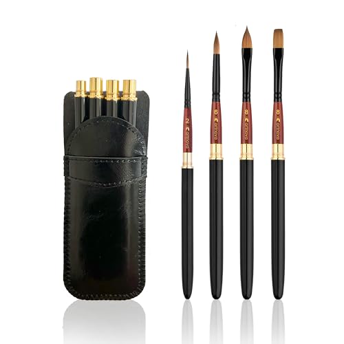 Premium-Reisepinsel-Set – 4-teiliges Pony-Pinsel-Set in eleganter schwarzer Kunstledertasche – ideal für Aquarell und Acryl – vielseitig – Geschenk für Künstler von Artnova