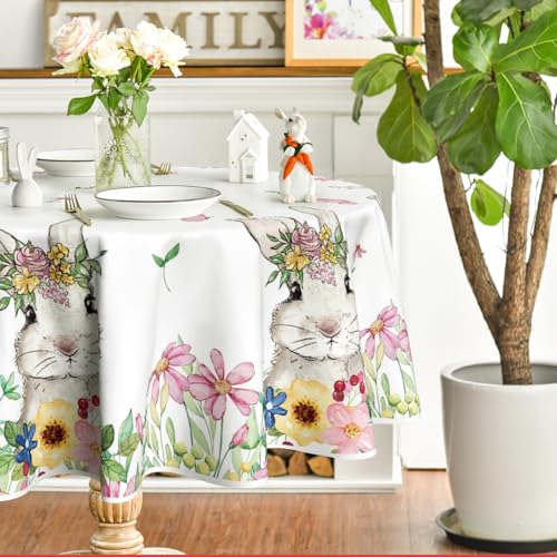 Artoid Mode Blumen Kaninchen Hasen Frohe Ostern Tischdecke Rund 140 cm, Saisonnal Frühling Fleckschutz Tischwäsche Küche Dekoration Party Dekor Artoid Mode Blumen Kaninchen Hasen Frohe Ostern Tischdecke Rund 140 cm, Saisonnal Frühling Fleckschutz Tischwäsche Küche Dekoration Party Dekor von Artoid Mode