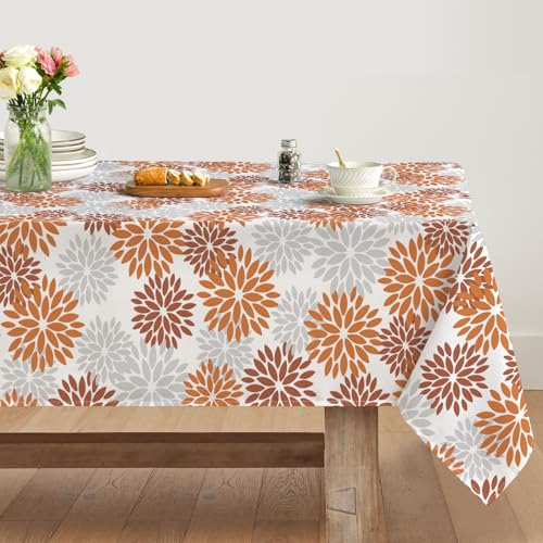 Artoid Mode Blumen Orange Dahlien Herbst Tischdecke 140x110 cm, Saisonnal Fall Fleckschutz Tischwäsche Küche Dekoration Urlaub Party Dekor von Artoid Mode