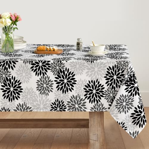 Artoid Mode Blumen Schwarz Dahlien Herbst Tischdecke 140x110 cm, Saisonnal Fall Fleckschutz Tischwäsche Küche Dekoration Urlaub Party Dekor von Artoid Mode