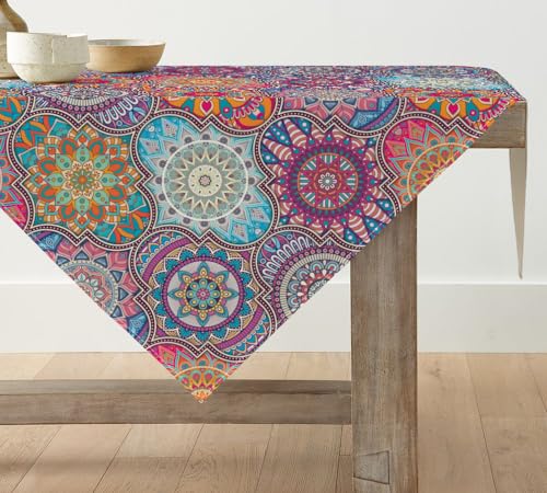 Artoid Mode Boho Vintage Geometrie Marokkanisch Mandala Tischdecke, Tischwäsche Küche Tisch Dekoration Drinnen Urlaub Party Dekor 100x100 cm von Artoid Mode