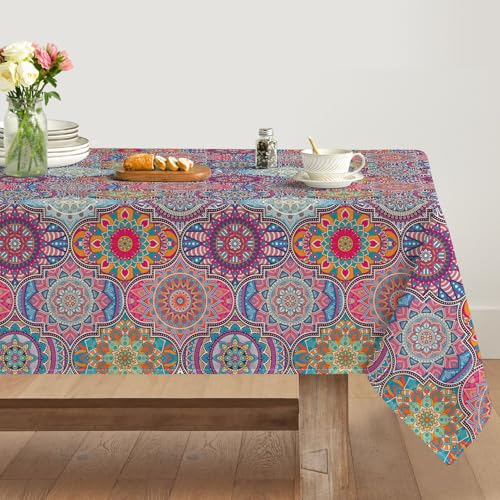 Artoid Mode Boho Vintage Geometrie Marokkanisch Mandala Tischdecke 140x110 cm, Fleckschutz Tischwäsche Küche Dekoration Urlaub Party Dekor von Artoid Mode