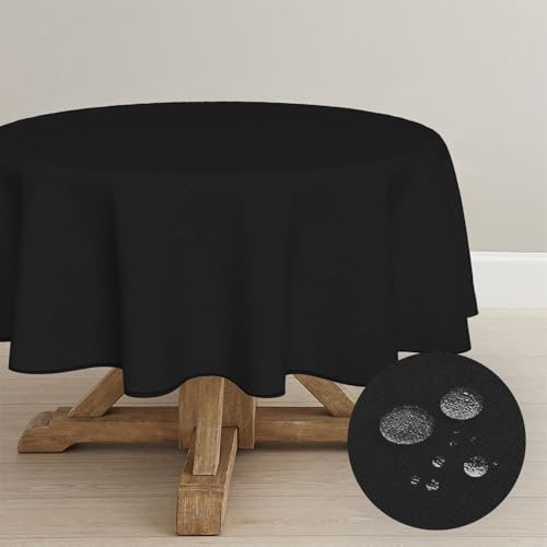 Artoid Mode Schwarz Tischdecke Rund 140 cm, Saisonnal Halloween Wasserabweisend Fleckschutz Tischwäsche Küche Dekoration Urlaub Party Dekor von Artoid Mode