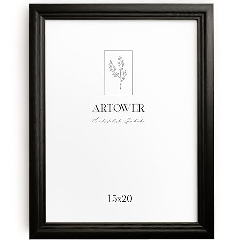 Artower® Bilderrahmen Vintage Schwarz Holz Rahmen für 15 x 20 cm | Posterrahmen Groß Collage | Picture Frame Vintage Black Wood 15x20 cm | Retro Schmal Bilderrahmen | Schwarz Poster Rahmen von Artower