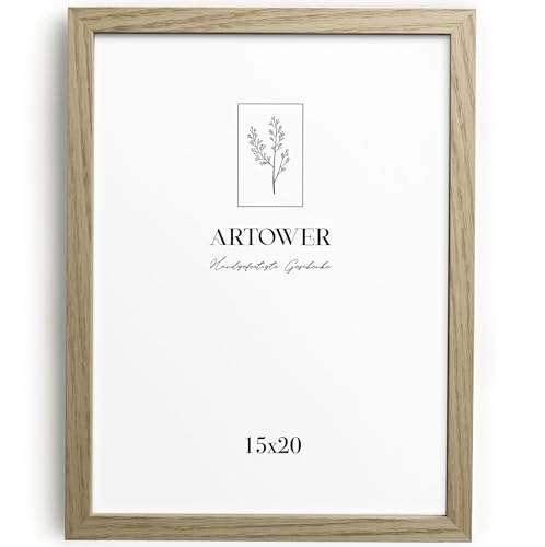 Artower® Bilderrahmen für 15 x 20 cm Natur Holz Eiche Dünner Rahmen | Posterrahmen Groß Vintage Collage | Picture Frame 15x20cm | Holzrahmen Holz-Bilderrahmen | Holzbilderrahmen Poster Rahmen Echtholz von Artower