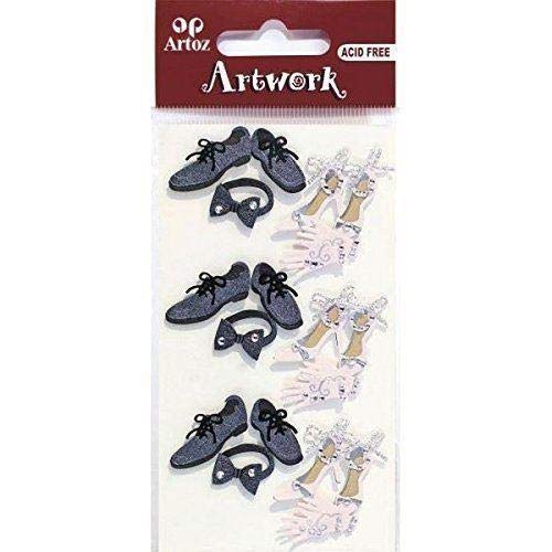 Artoz Artwork 3D Motiv-Sticker 185560-40,"Hochzeit Schuhe, Schuhe & Fliege für den Bräutigam, Handschuhe & Pumps für die Braut, teilweise mit Strass-Steinchen verziert von Artoz Artwork