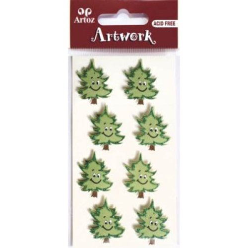 Artoz Artwork 3D Motiv-Sticker 185590-64,"lachender Tannenbaum, mit Glitter verziert, Handmade(1) von Artoz Artwork