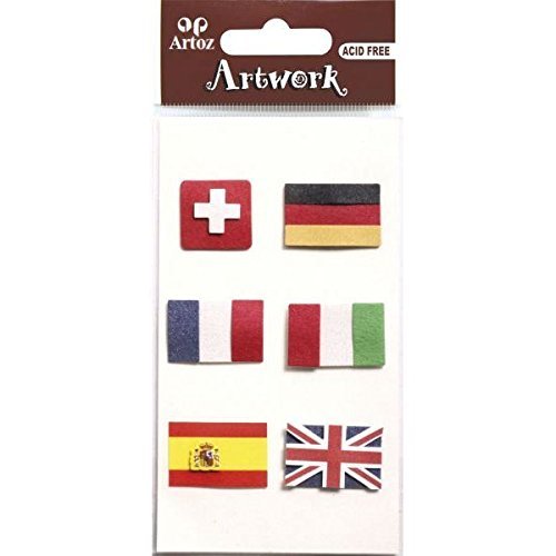 Artoz Artwork 3D Motiv-Sticker 185590-78,"Internationale Flagge, Fahnen von Schweiz, Deutschland, Frankreich, Italien, Spanien, England von Artoz Artwork