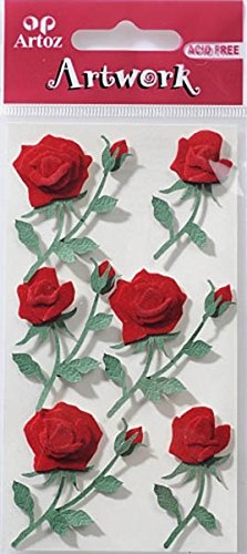 Artoz Artwork 3D Motiv-Sticker 185600-62, "Rosen rot" (mit Stiel), handmade(1) von Artoz Artwork