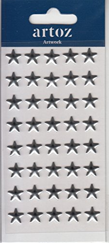 Artoz Artwork Strass Sticker (Sterne flach) 185620-151 10 mm Silber metallisch glänzend von Artoz Artwork