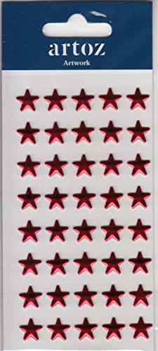 Artoz Artwork Strass Sticker (Sterne flach) 185620-154 10 mm rot metallisch glänzend von Artoz Artwork