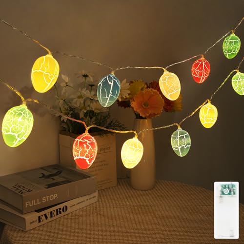 Artrastar Oster Eier Lichterkette Batteriebetrieben 10 LED-Lichter Festliche Dekolichter Sanftes Licht Perfekt für Osterdekoration, Partys, Schlafzimmer, Fenster und Garten von Artrastar