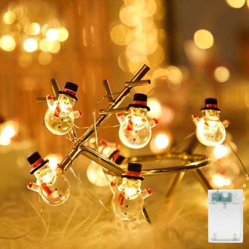 Led Lichterkette Weihnachten Deko Innen 2.2 M 20LED Schneemann Batterie Christmas Fairy Lights Weihnachtsbeleuchtung Mit Timer Für Party Weihnachten Balkon von Artrastar