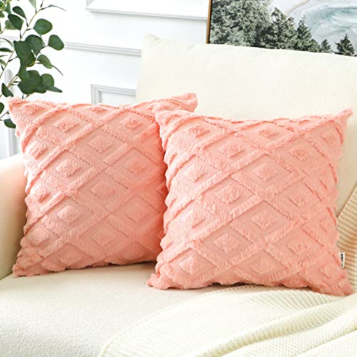 Artscope 2er-Set Dekorativ Kurze Wolle Kissenbezüge, Sanft Plüsch Samt Zierkissenbezug Luxus Dekokissen Kissenhülle Set Kissen Fall für Sofa Auto Schlafzimmer Zuhause Dekor (Rosa, 60 x 60cm) von Artscope