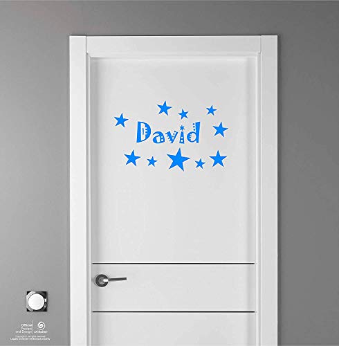 Artstickers Aufkleber für Kinder, Dekoration von Möbeln, Türen, Wänden. Name: David, blau, 20 cm + Set mit 10 Sternen zur freien Anbringung. von Artstickers