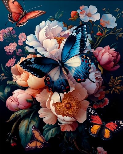 Arttoplus Malen Nach Zahlen Erwachsene Schmetterling-Malen Nach Zahlen Blumen,Schmetterling Paint by Numbers Adult für Home Décor(40x50cm) von Arttoplus