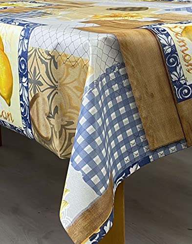 Artwelt Tischdecke Knitterfrei Wachstuchtischdecke Wachstischdecke Tischtuch Dekorativ Abwaschbar Wunschmaß Tischwäsche für Küche, Esszimmer, Garten, Outdoor (40X140cm, Lemon 3A) von Artwelt