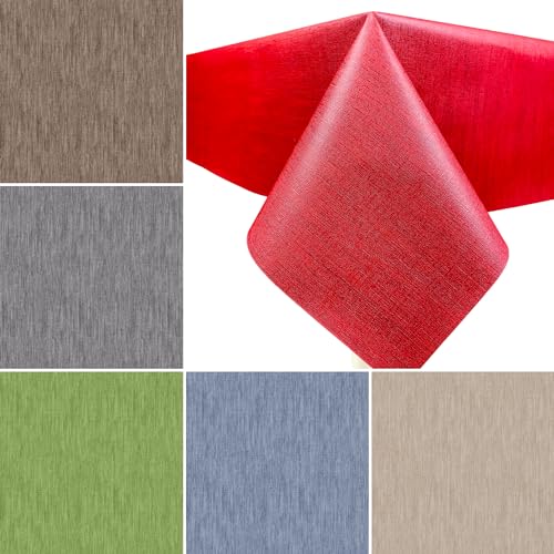 Artwelt Wachstuch Tischdecke Unifarben Gemustert Abwaschbar Wachstuchtischdecke Knitterfrei Tischtuch Folio Ideal für Küche Esszimmer Garten Outdoor Partys Besondere Anlässe (100X140cm, Rot) von Artwelt