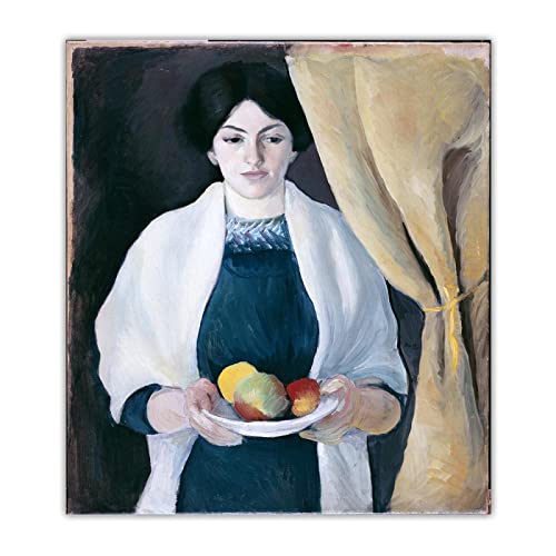 Artwork Grocery Store Berühmte Gemälde auf Leinwand August Macke Portrait with Applesauf Leinwand druck.Wohnzimmer Dekor Bilder 40x44cm Rahmenlos von Artwork Grocery Store