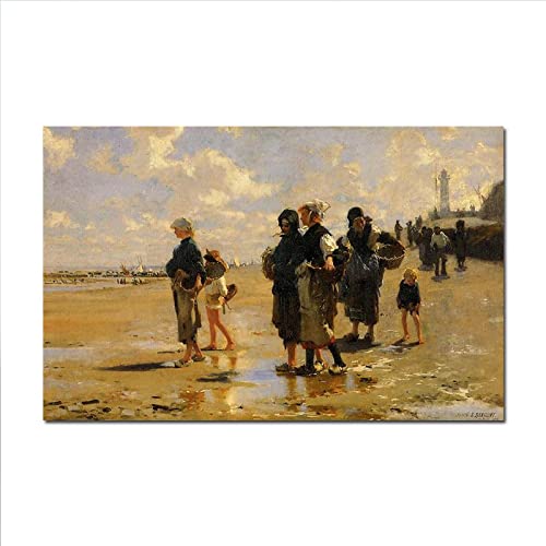 Artwork Grocery Store Berühmte Gemälde von John Singer Sargent – ​​„Fishing for Oysters at Cancale“. Leinwand Wandbild für Wohnzimmer Schlafzimmer 60x108cm(23.7x42.5in) Rahmenlos von Artwork Grocery Store