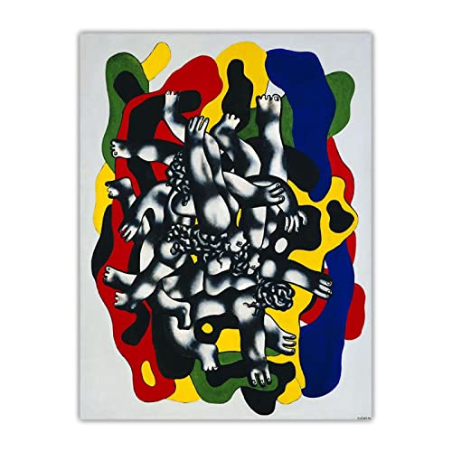 Berühmte Gemälde auf Leinwand Fernand Leger "The Divers"auf Leinwand druck.Wohnzimmer Dekor Bilder 40x52cm Rahmenlos von Artwork Grocery Store