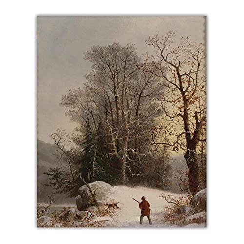 Berühmte Gemälde auf Leinwand George Henry Durrie "The hunter"auf Leinwand druck.Wohnzimmer Dekor Bilder 30x36cm Rahmenlos von Artwork Grocery Store