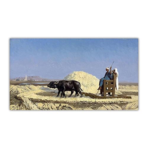 Berühmte Gemälde auf Leinwand Jean Leon Gerome "Egyptian Grain-Cutters"auf Leinwand druck.Wohnzimmer Dekor Bilder 40x72cm Rahmenlos von Artwork Grocery Store