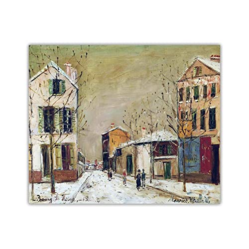 Berühmte Gemälde auf Leinwand Maurice Utrillo "Rue de Bièvre, Bourg-la-Reine (Hauts-de-Seine)"auf Leinwand druck.Wohnzimmer Dekor Bilder 40x48cm Rahmenlos von Artwork Grocery Store