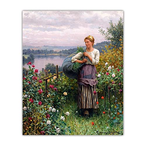 Berühmte Gemälde auf Leinwand The Rose Garden by Daniel Ridgway Knightauf Leinwand druck.Wohnzimmer Dekor Bilder 30x36cm Rahmenlos von Artwork Grocery Store